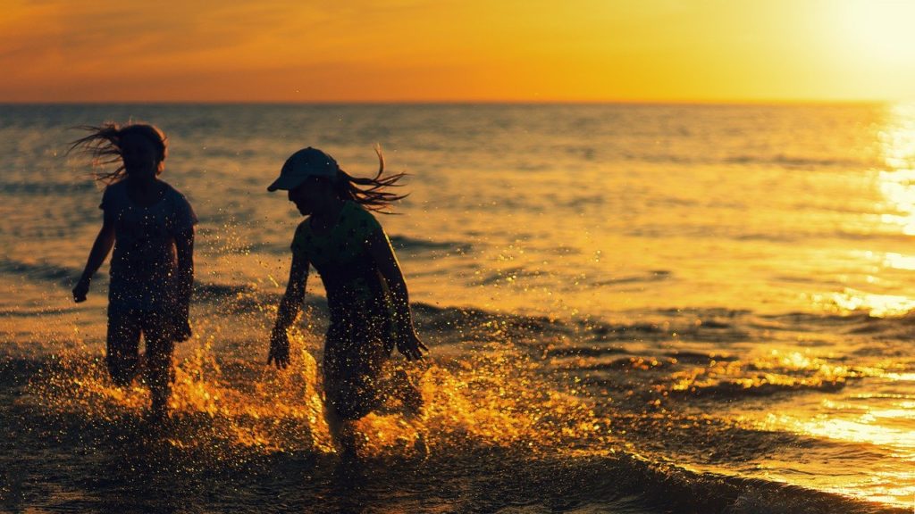 beach, sunset, girl